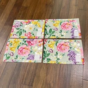 New Vintage Waterford Linens Set 4 Yardsley Multi Floral Placemats